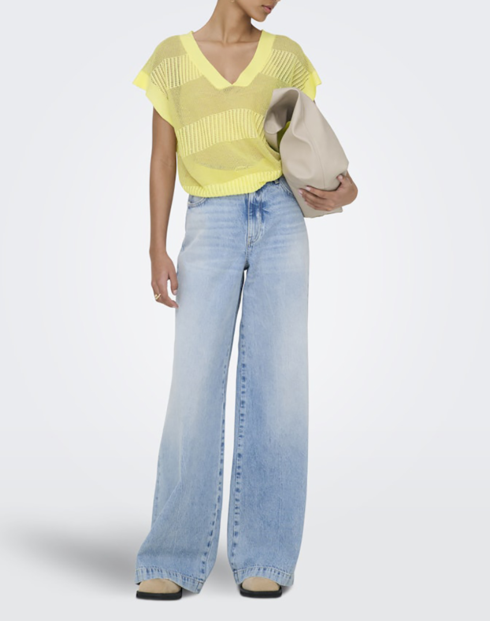 ONLY ONLNOELLE SS STRUCTURE GLITTER VNECK KNT