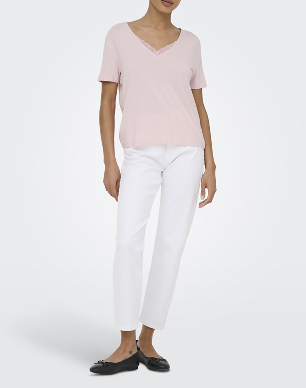 ONLY ONLRILLA S/S V-NECK LACE TOP JRS