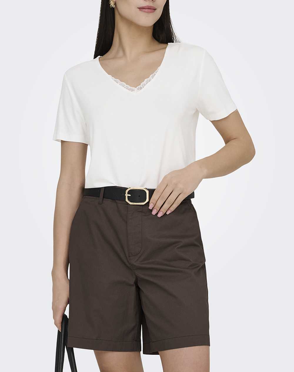 ONLY ONLRILLA S/S V-NECK LACE TOP JRS