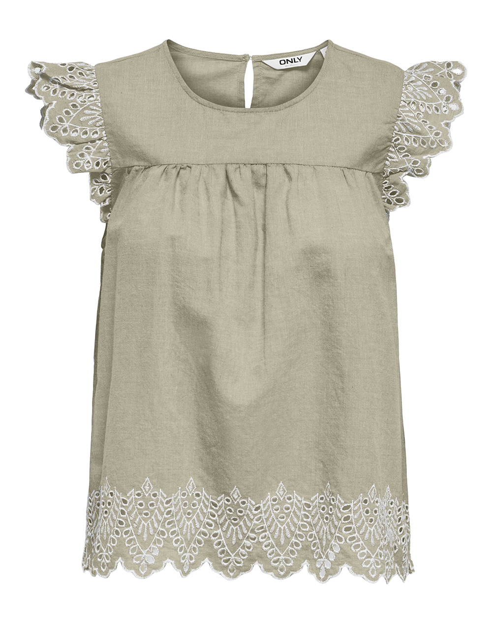 ONLY ONLTULUM EMB S/S TOP WVN