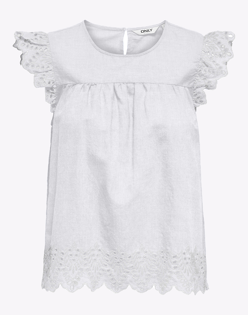 ONLY ONLTULUM EMB S/S TOP WVN
