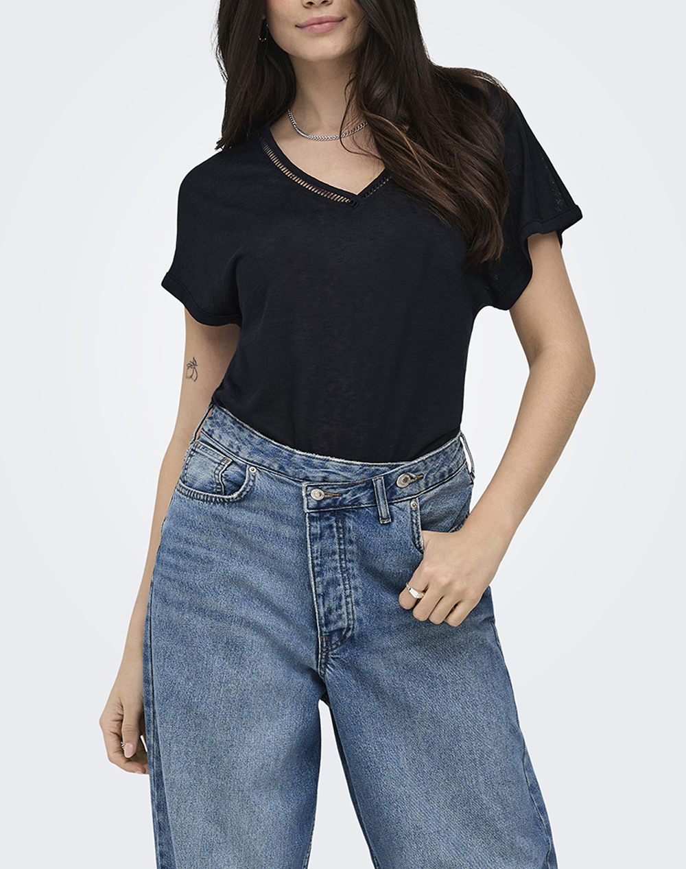 ONLY ONLPENNY S/S BATSLEEVE V-NECK TOP JRS