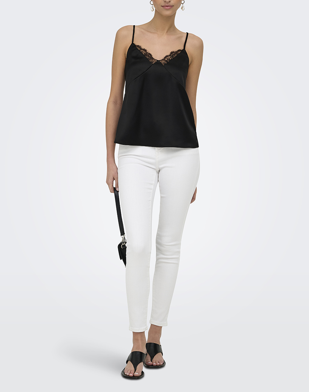 ONLY ONLFARAYA STRAP LACE SATIN TOP WVN