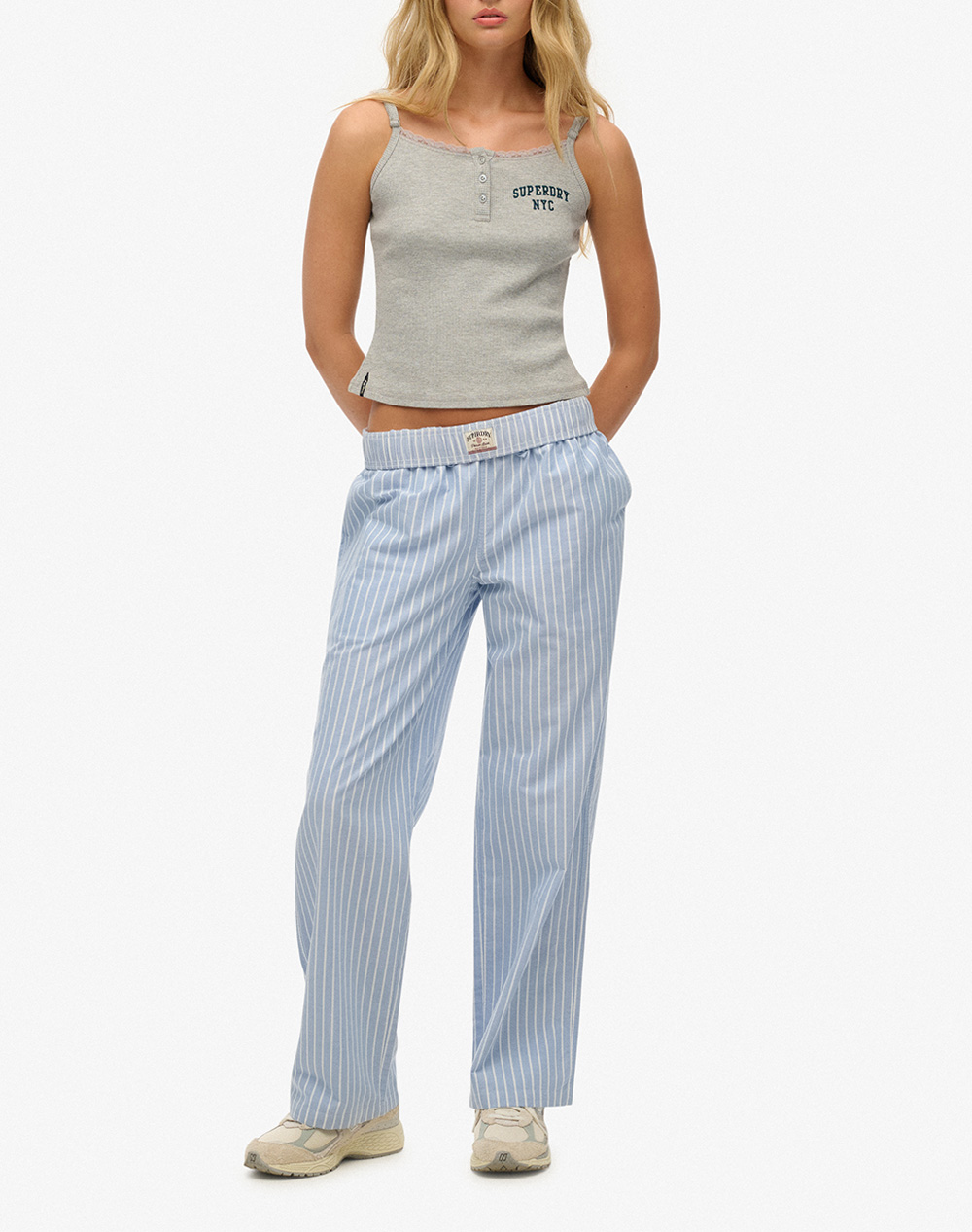 SUPERDRY D2 OVIN COTTON STRIPE ELASTIC TROUSER WOMENS TROUSERS