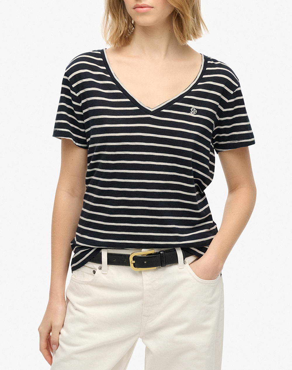 SUPERDRY D1 STUDIOS SLUB EMB VEE TEE ДАМСКА БЛУЗА