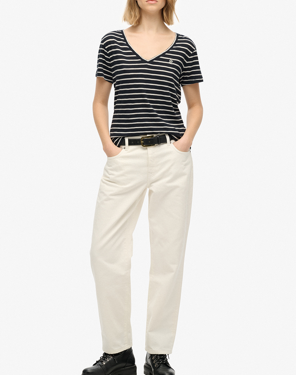 SUPERDRY D1 STUDIOS SLUB EMB VEE TEE ДАМСКА БЛУЗА