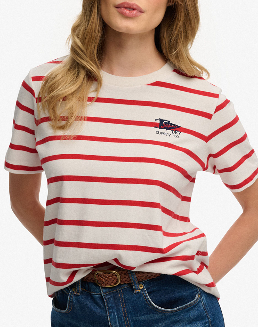 SUPERDRY D4 OVIN HERITAGE HAMPTONS STRIPE TEE WOMENS BLOUSE