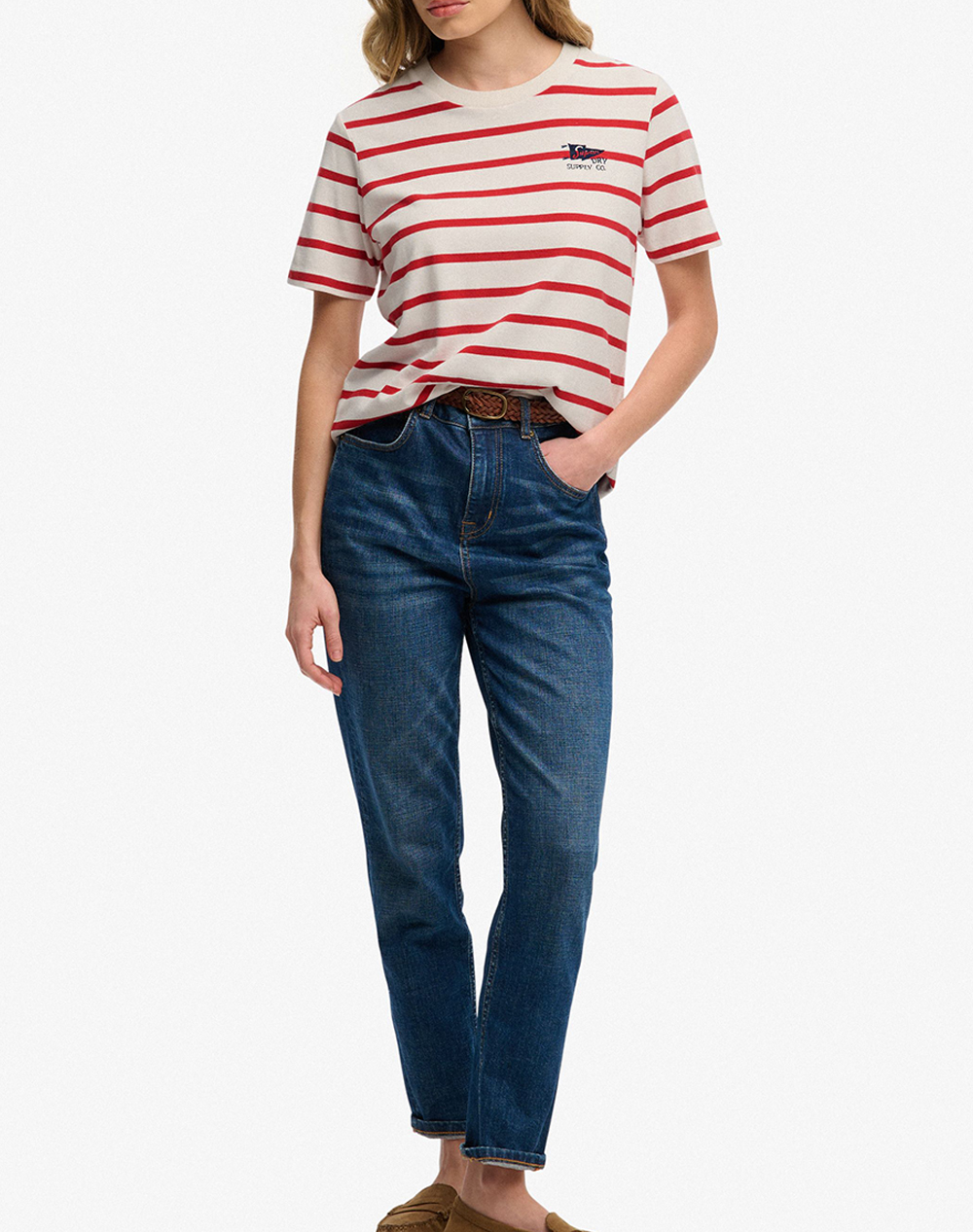 SUPERDRY D4 OVIN HERITAGE HAMPTONS STRIPE TEE WOMENS BLOUSE
