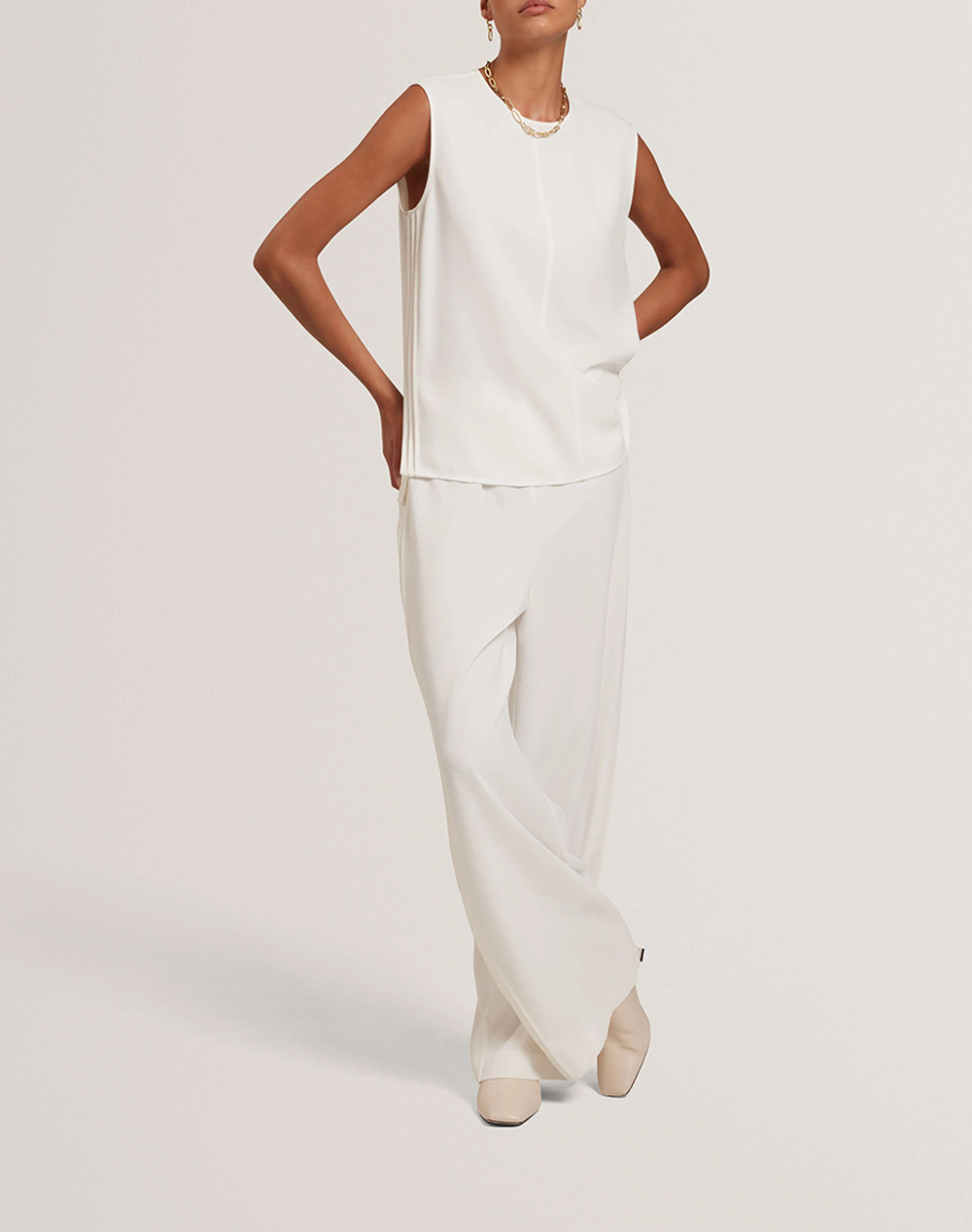 TED BAKER GORJJA Piping Detail Wide Leg Crepe Trouser