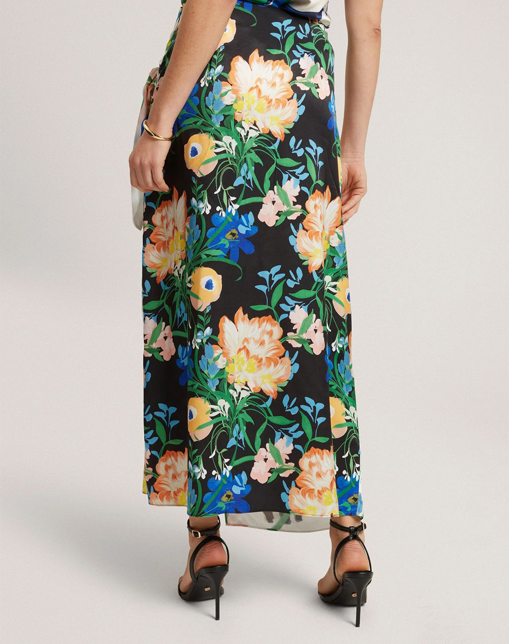 TED BAKER ALLMIA Floral Print Knot Detail Wrap Midi Skirt
