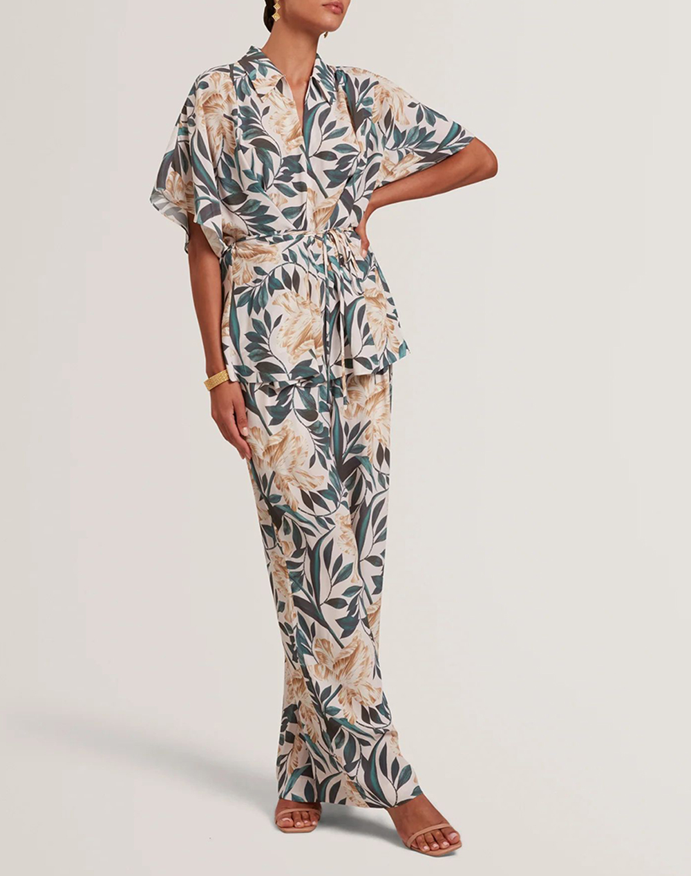 TED BAKER GEHMMA Printed Tie Detail Short Sleeve Shirt