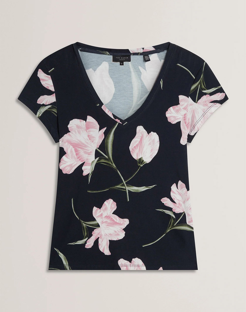 TED BAKER VAIILEY Printed V Neck Fitted Tee