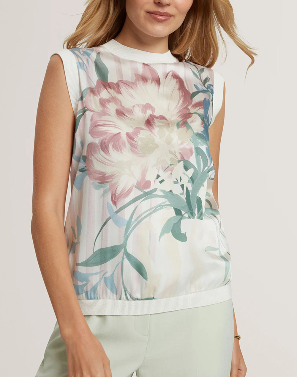 TED BAKER PAVONIA Printed Woven Front Tank