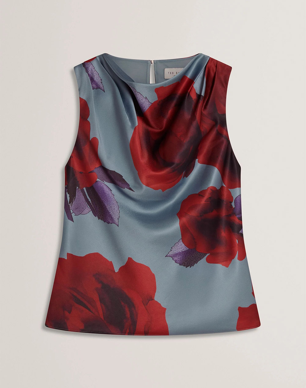 TED BAKER HARPLYN Print Sleeveless Drape Neck Top
