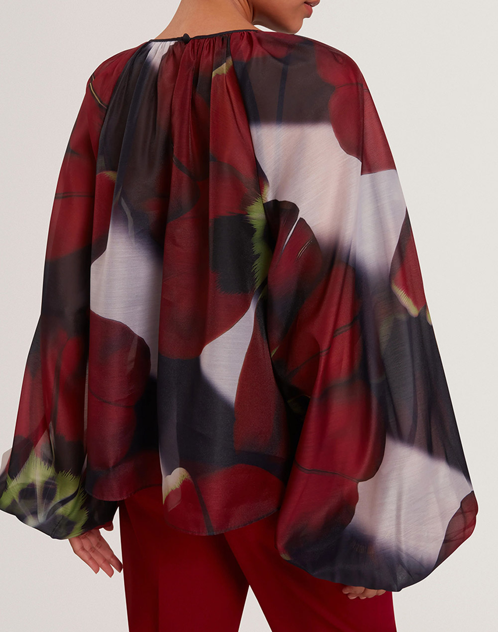 TED BAKER ELAIA Printed Organza Puff Sleeve Blouse