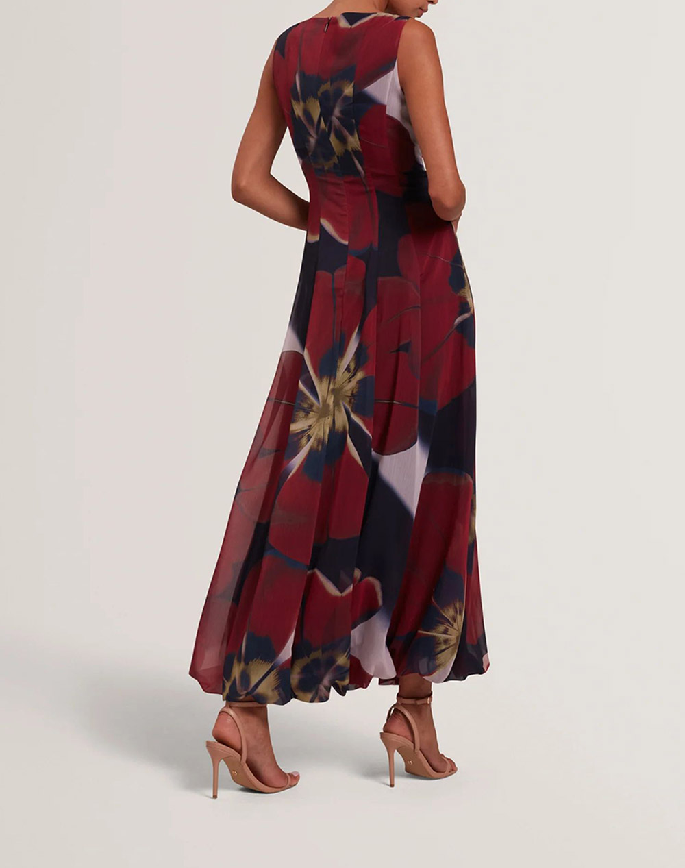 TED BAKER LAYNIA Printed Seam Detail Bubble Hem Midi Dres