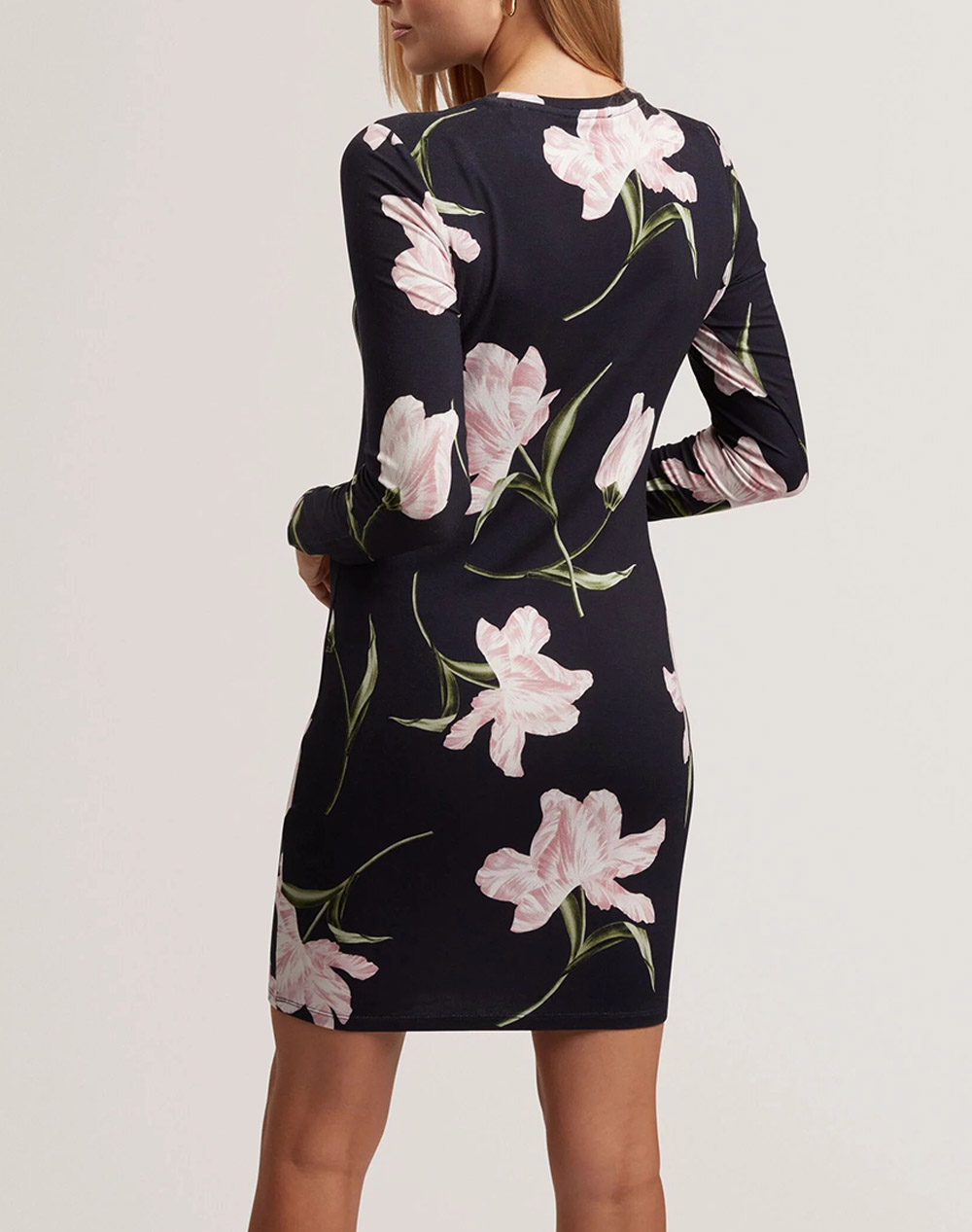 TED BAKER BAAFNEE Printed Long Sleeve Fitted Mini Dress