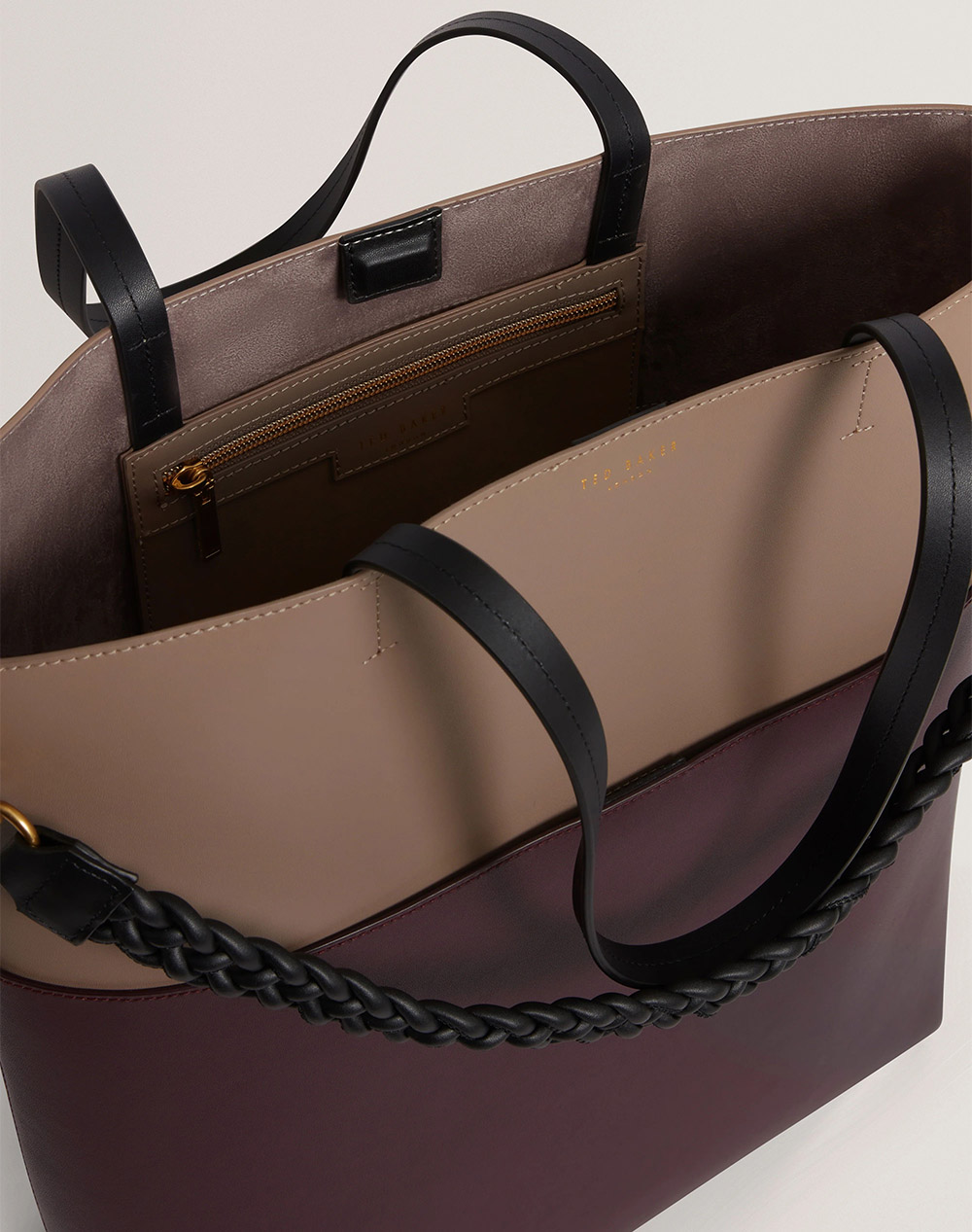 TED BAKER WYNSLOW Woven Handle Colourblock Large Bag