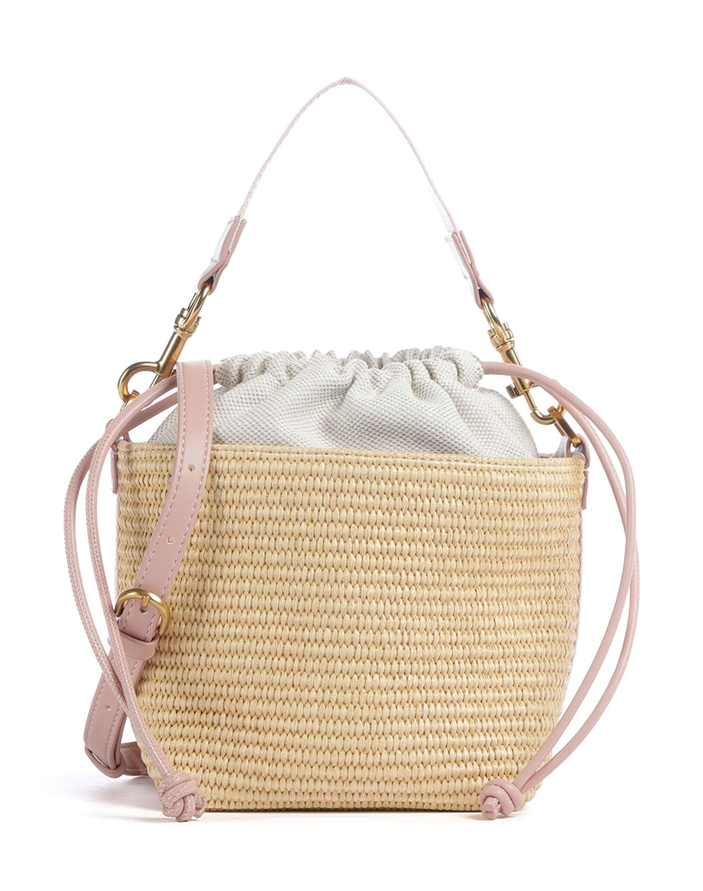 TED BAKER RAFFYNA Webbing Detail Raffia Small Bucket Bag
