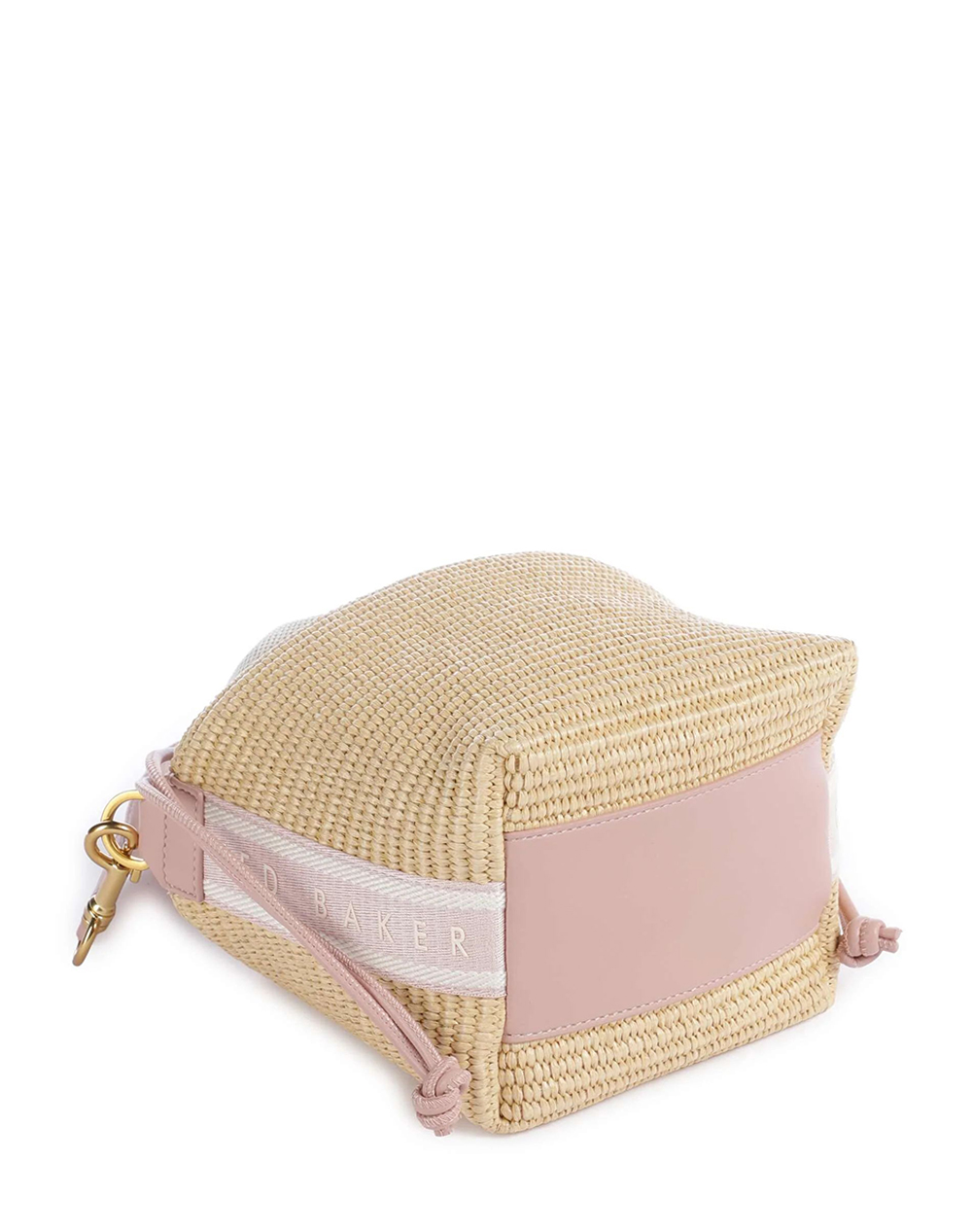 TED BAKER RAFFYNA Webbing Detail Raffia Small Bucket Bag