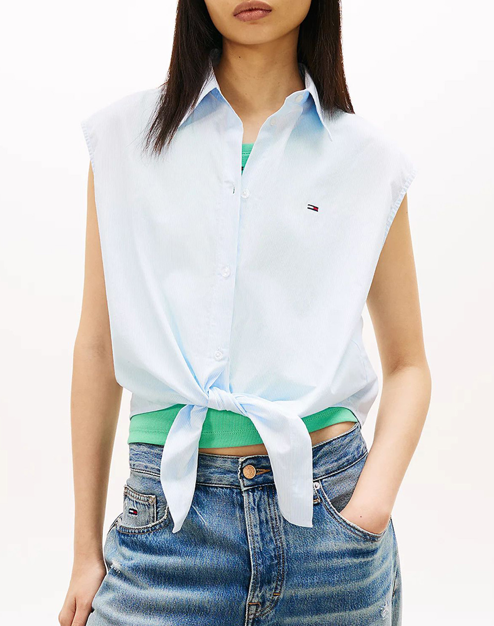 TOMMY JEANS TJW TIE FRONT POPLIN SHIRT
