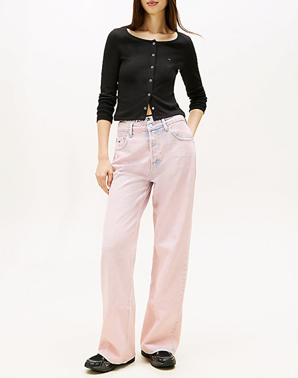 TOMMY JEANS TJW SLIM RIB SNAP BUTTON LS