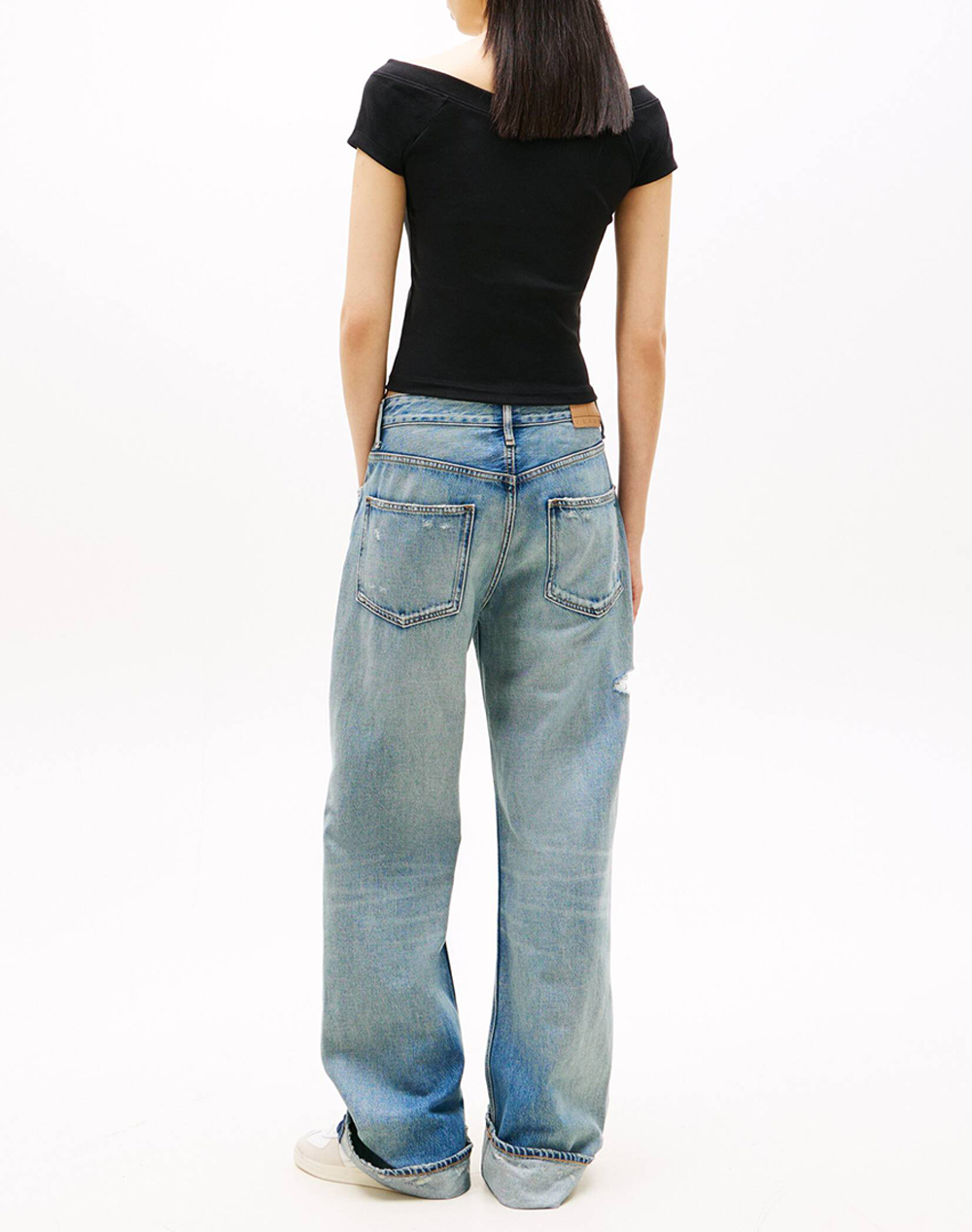 TOMMY JEANS TJW SLIM OFF SHOULDER RIB SS TOP