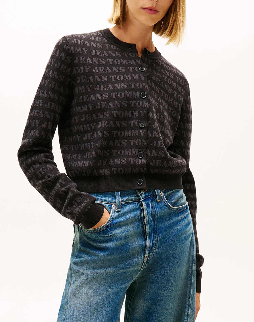 TOMMY JEANS TJW AOP CROP CREW CARDIGAN