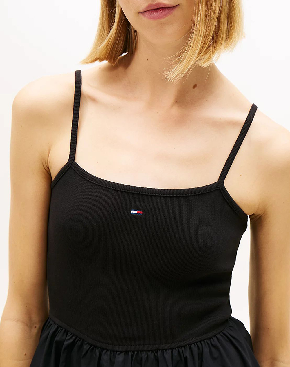 TOMMY JEANS TJW RIB POPLIN MIX STRAPPY DRESS