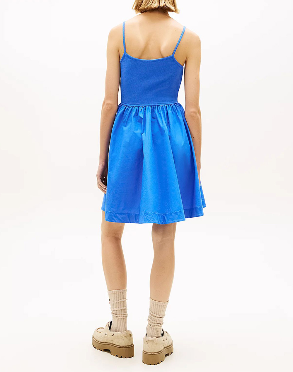 TOMMY JEANS TJW RIB POPLIN MIX STRAPPY DRESS