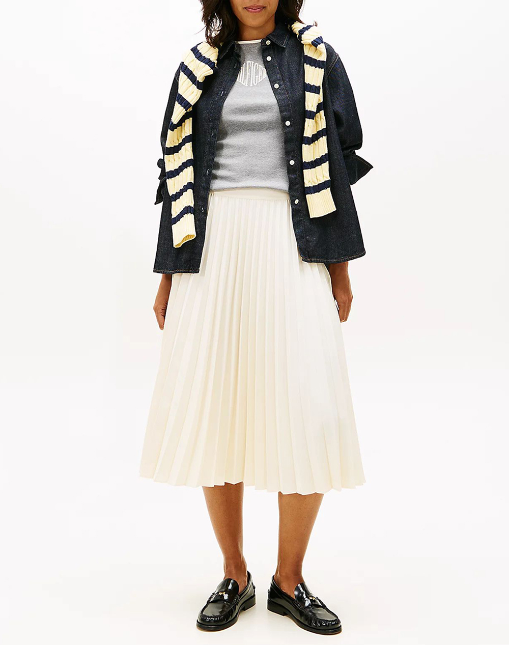 TOMMY HILFIGER FLUID PLEATED PULL ON MIDI SKIRT