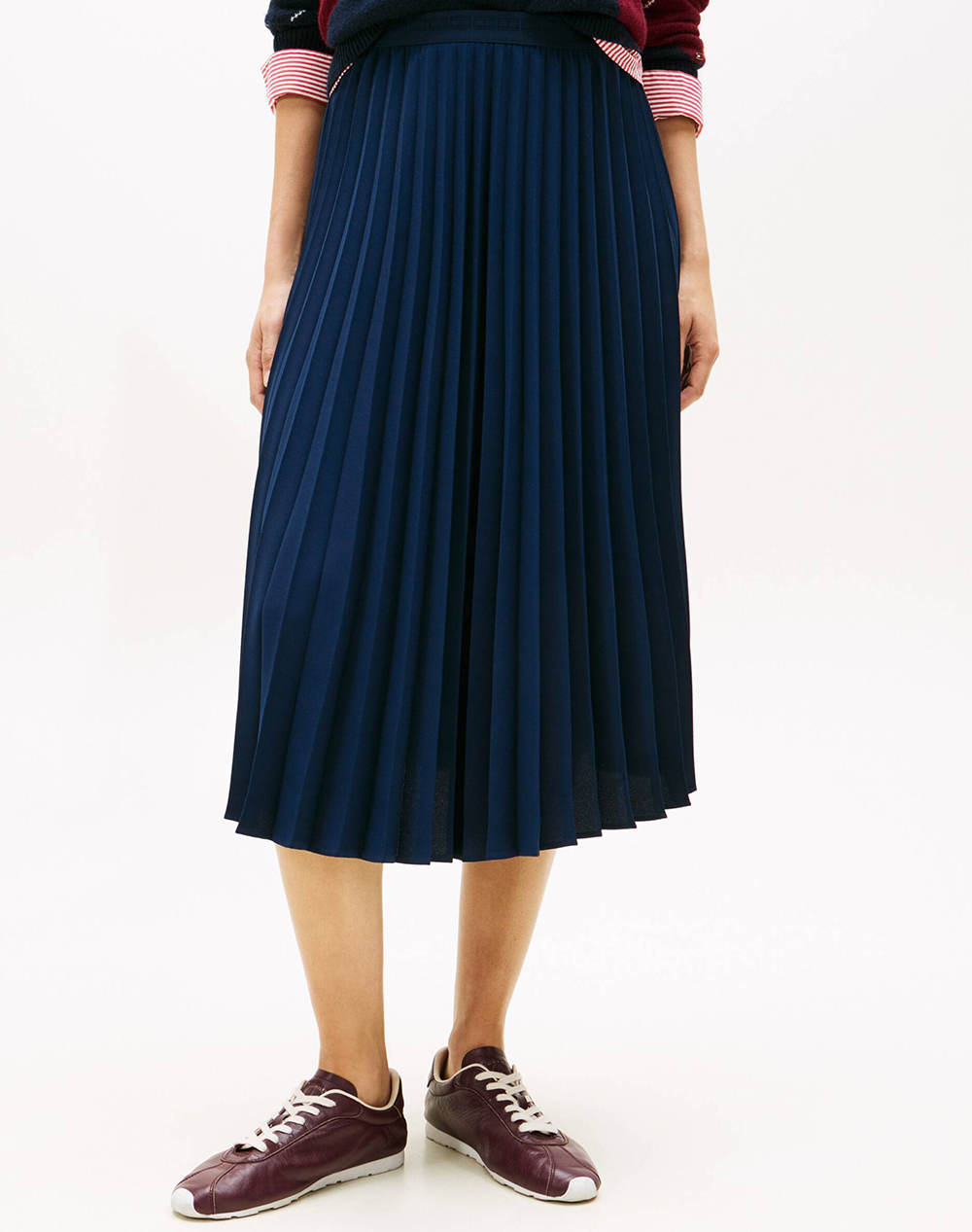 TOMMY HILFIGER FLUID PLEATED PULL ON MIDI SKIRT