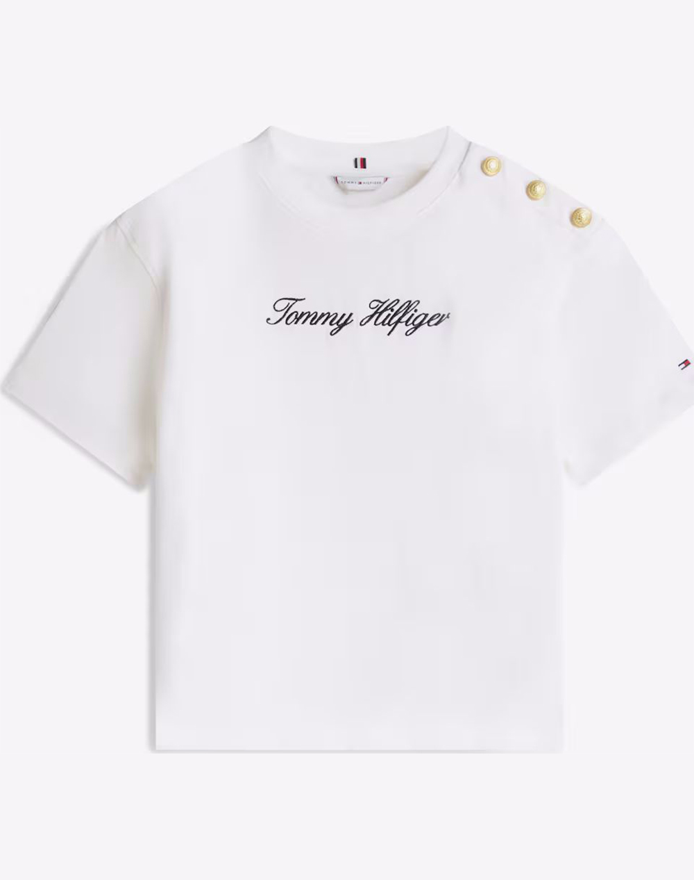 TOMMY HILFIGER GOLD BTN SCRIPT MDRN SS TEE