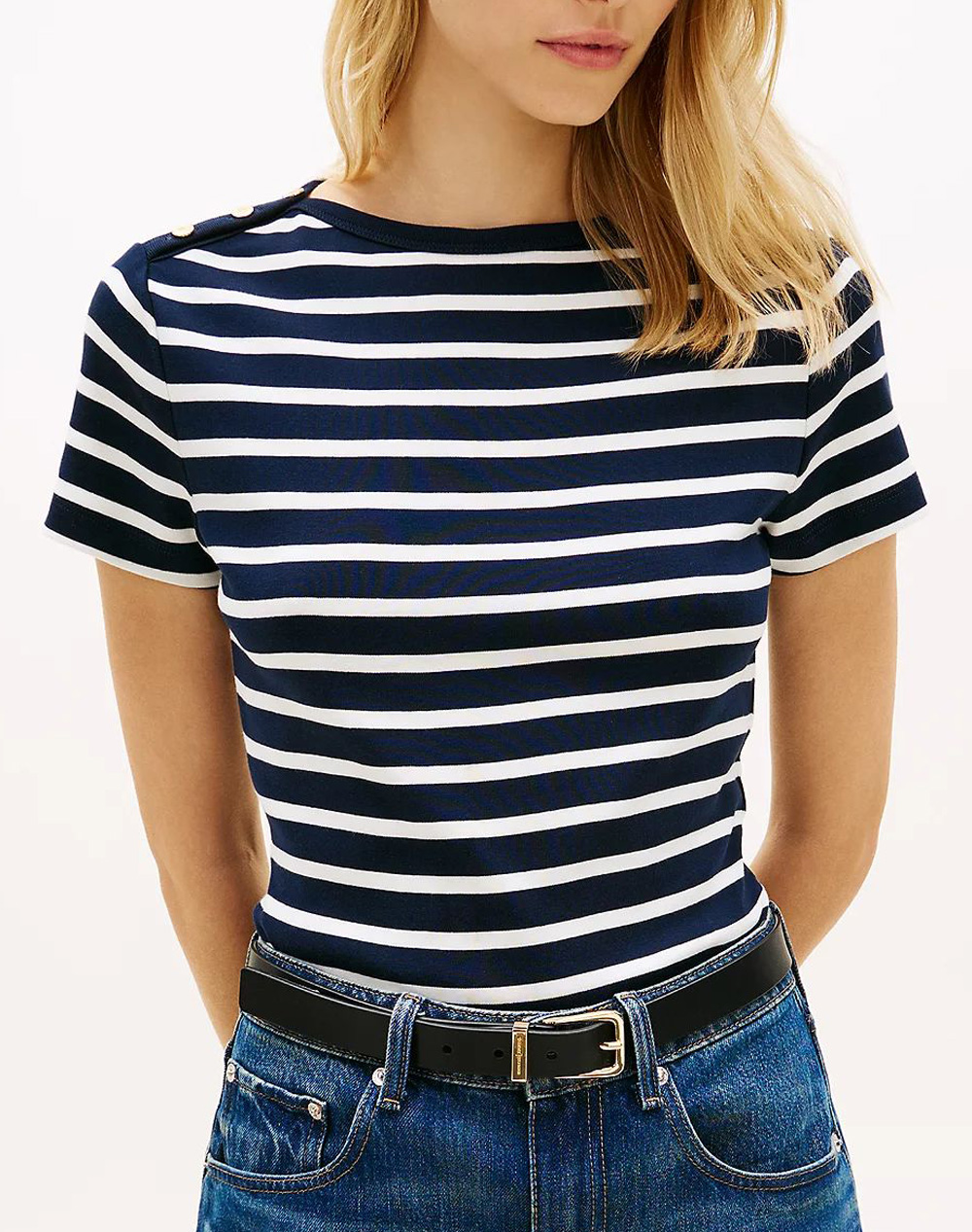 TOMMY HILFIGER GOLD BUTTON SLIM SS TEE