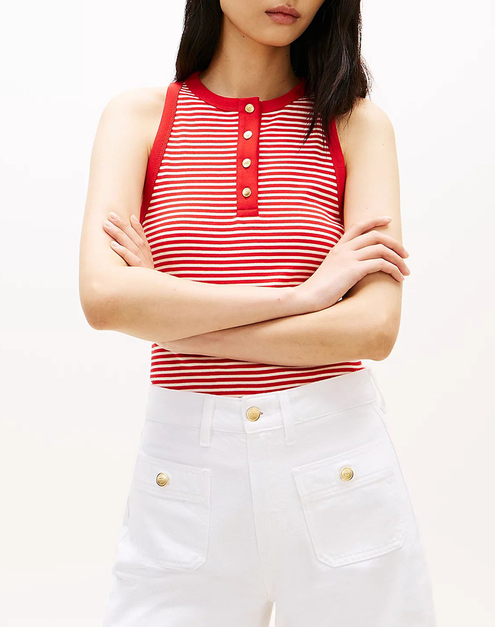 TOMMY HILFIGER GOLD BUTTON HENLEY TOP