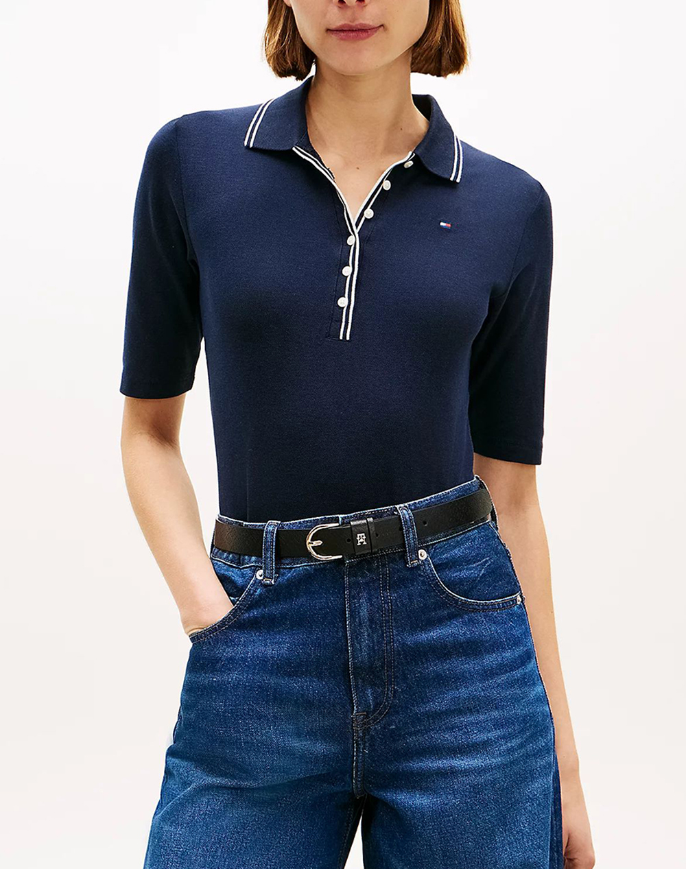 TOMMY HILFIGER LYOCELL TIPPING SLIM 1/2SLV POLO