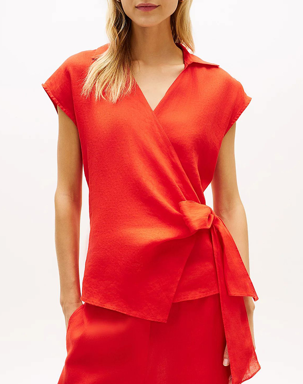 TOMMY HILFIGER LINEN KNOT NS TOP