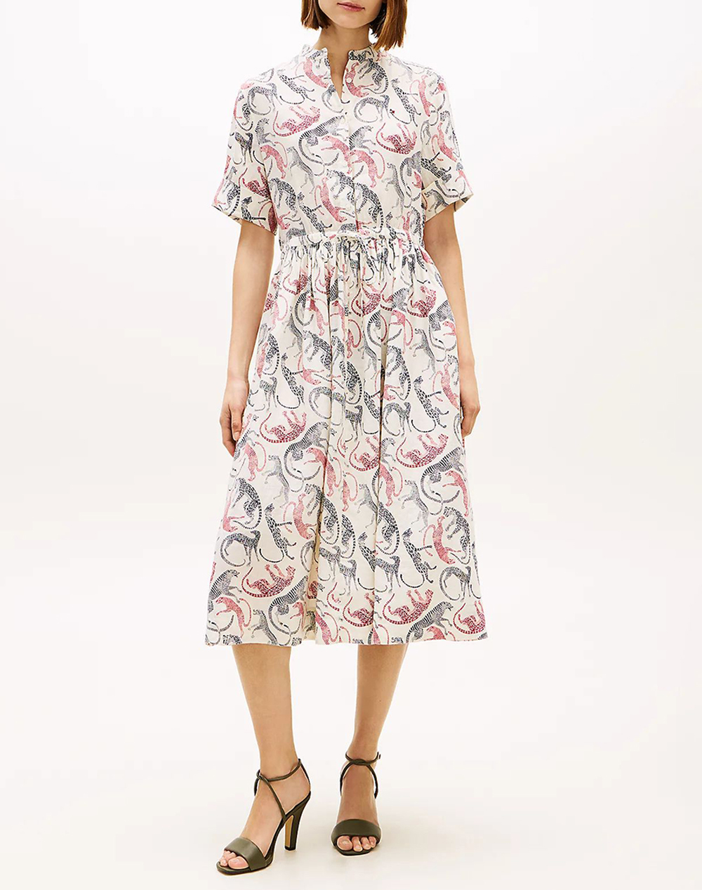 TOMMY HILFIGER ESS LINEN MIDI SS SHIRT DRESS