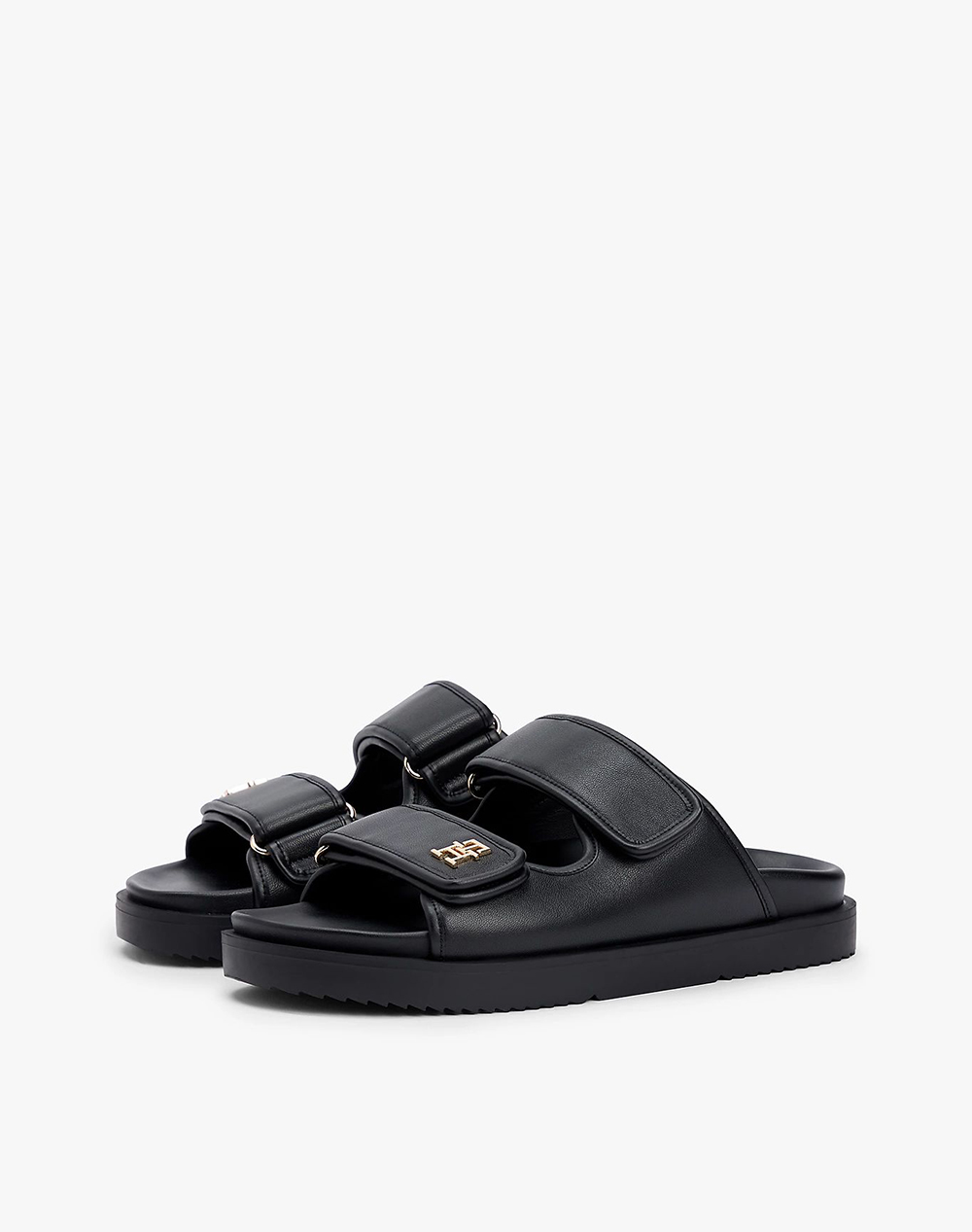 TOMMY HILFIGER DOUBLE STRAP LEATHER SANDAL
