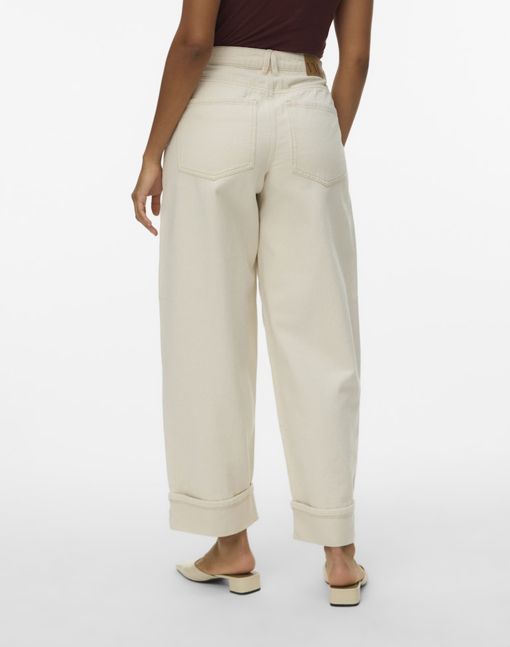 VERO MODA VMZELDA HR BARREL FOLD UP ECRU JEANS
