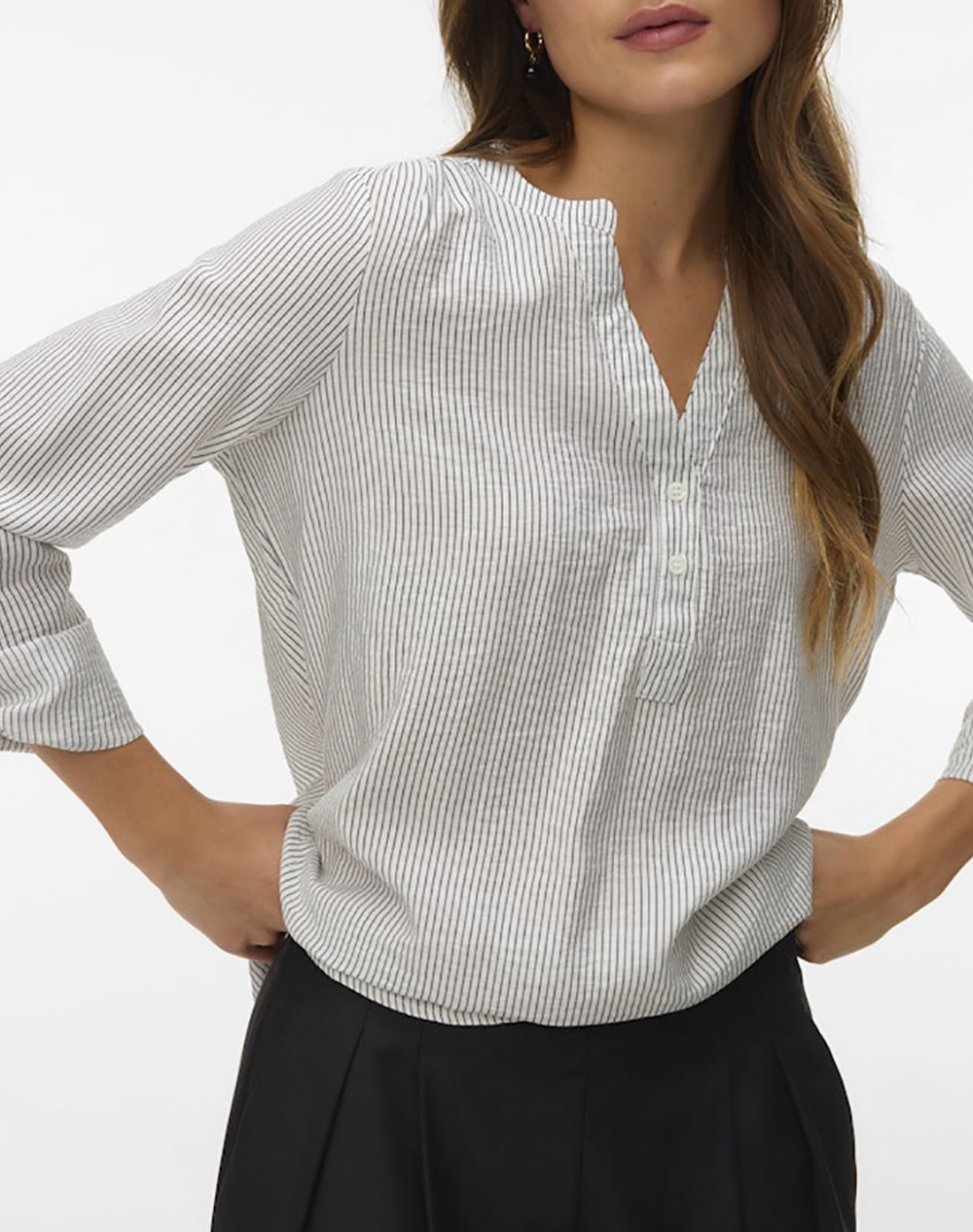 VERO MODA VMKAJA LS V-NECK FOLD-UP TOP WVN