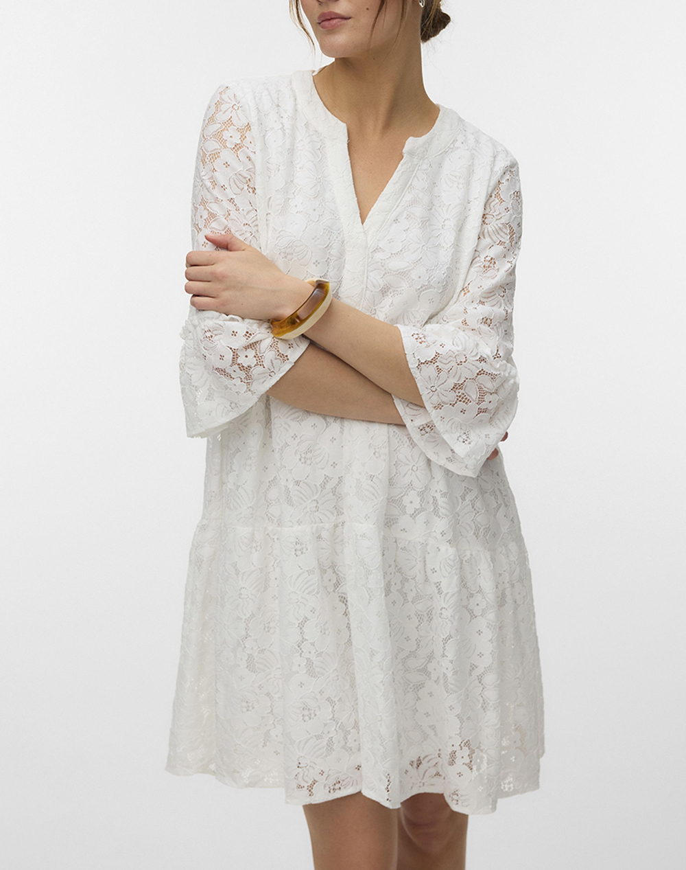 VERO MODA VMHONEY LACE 3/4 V-NECK TUNIC WVN GA