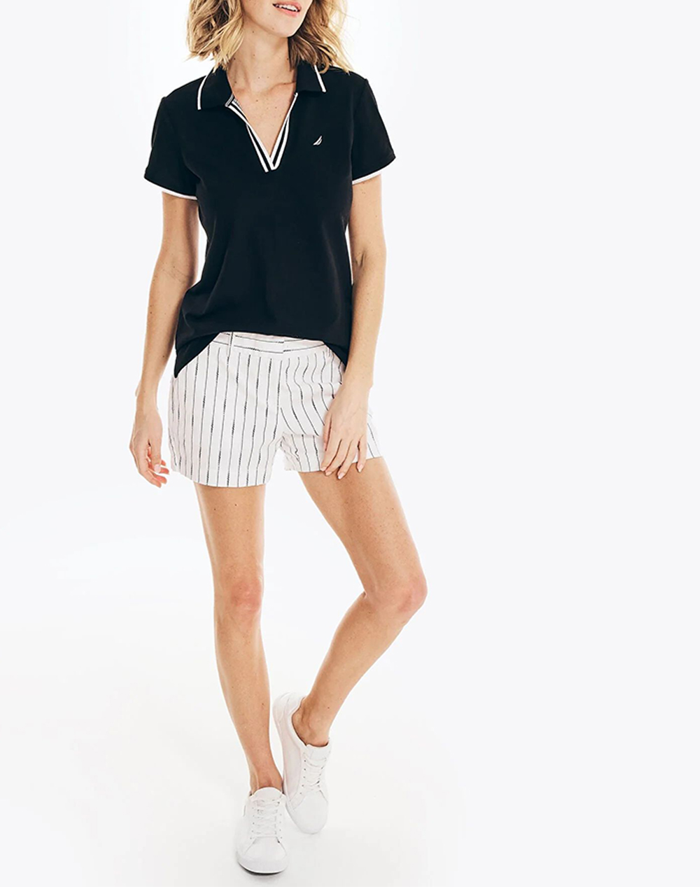 NAUTICA BLOUSE POLO ΚΜ S/S TIPPED SPLIT NECK OCEAN POLO