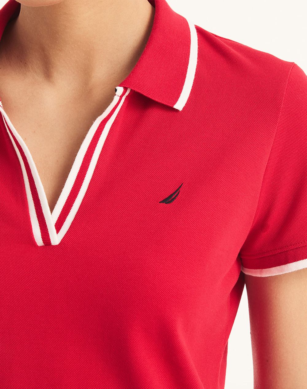 NAUTICA BLOUSE POLO ΚΜ S/S TIPPED SPLIT NECK OCEAN POLO