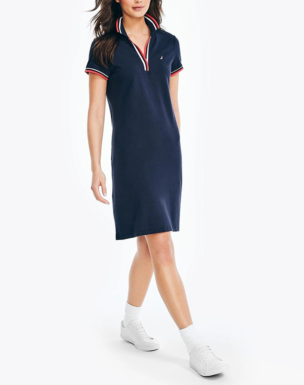 NAUTICA РОКЛЯ S/S TIPPED KNIT OCEAN POLO DRESS