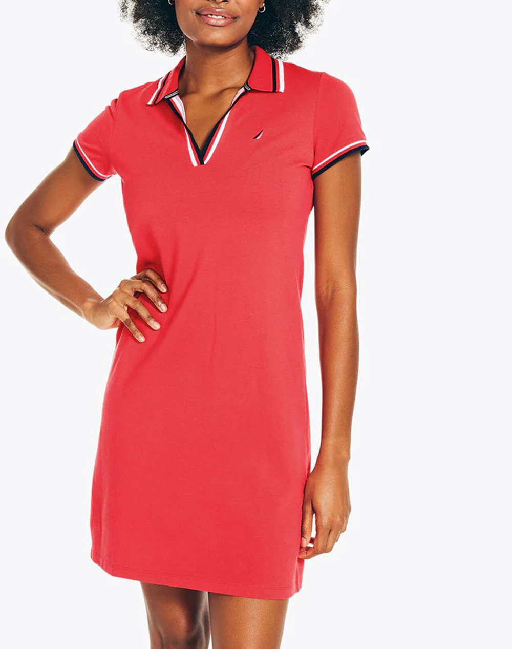 NAUTICA РОКЛЯ S/S TIPPED KNIT OCEAN POLO DRESS