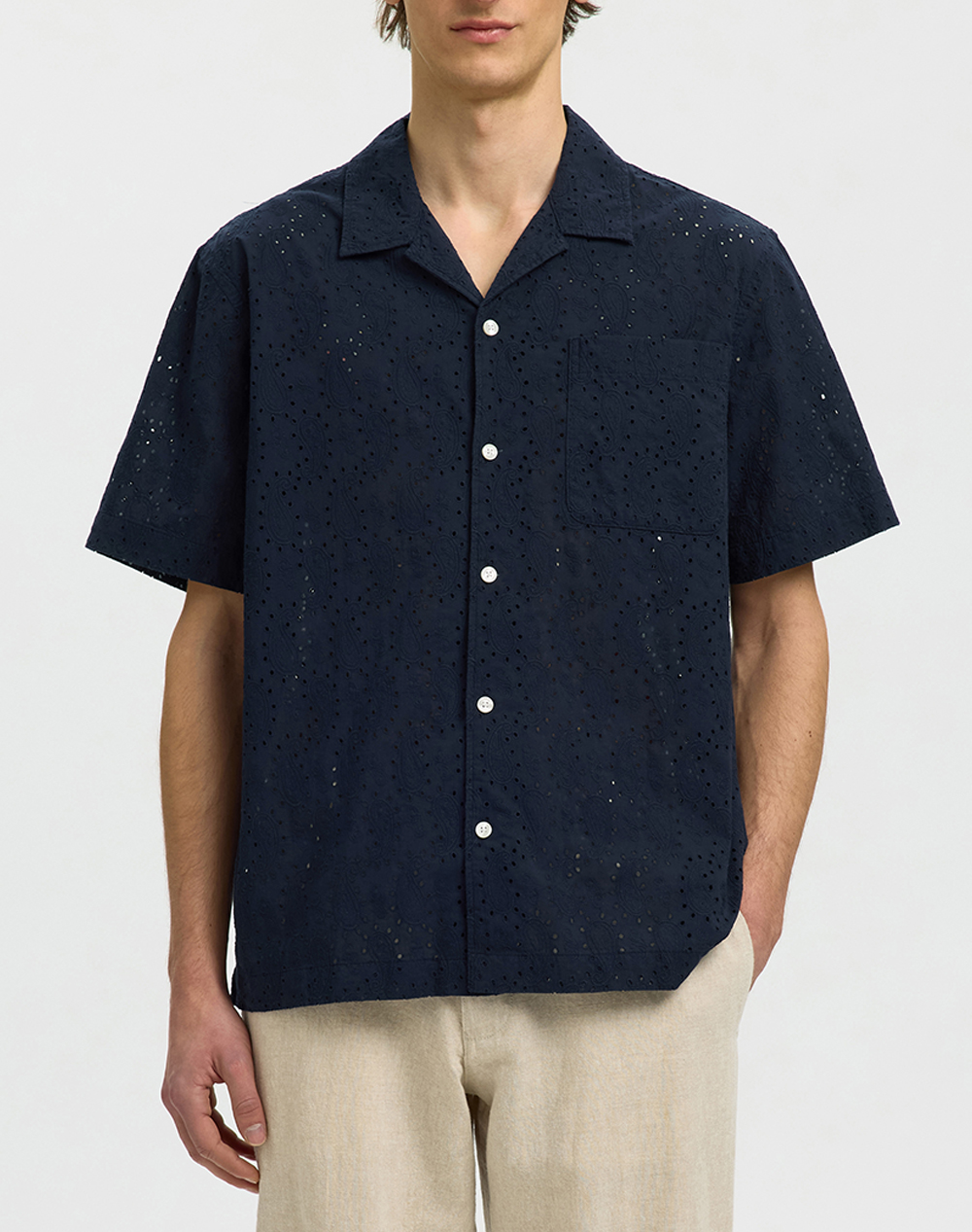 SELECTED SLHRLXJAX BRODERIE SS SHIRT