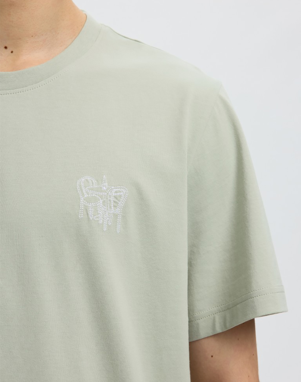 SELECTED SLHASPEN EMB SS O-NECK TEE
