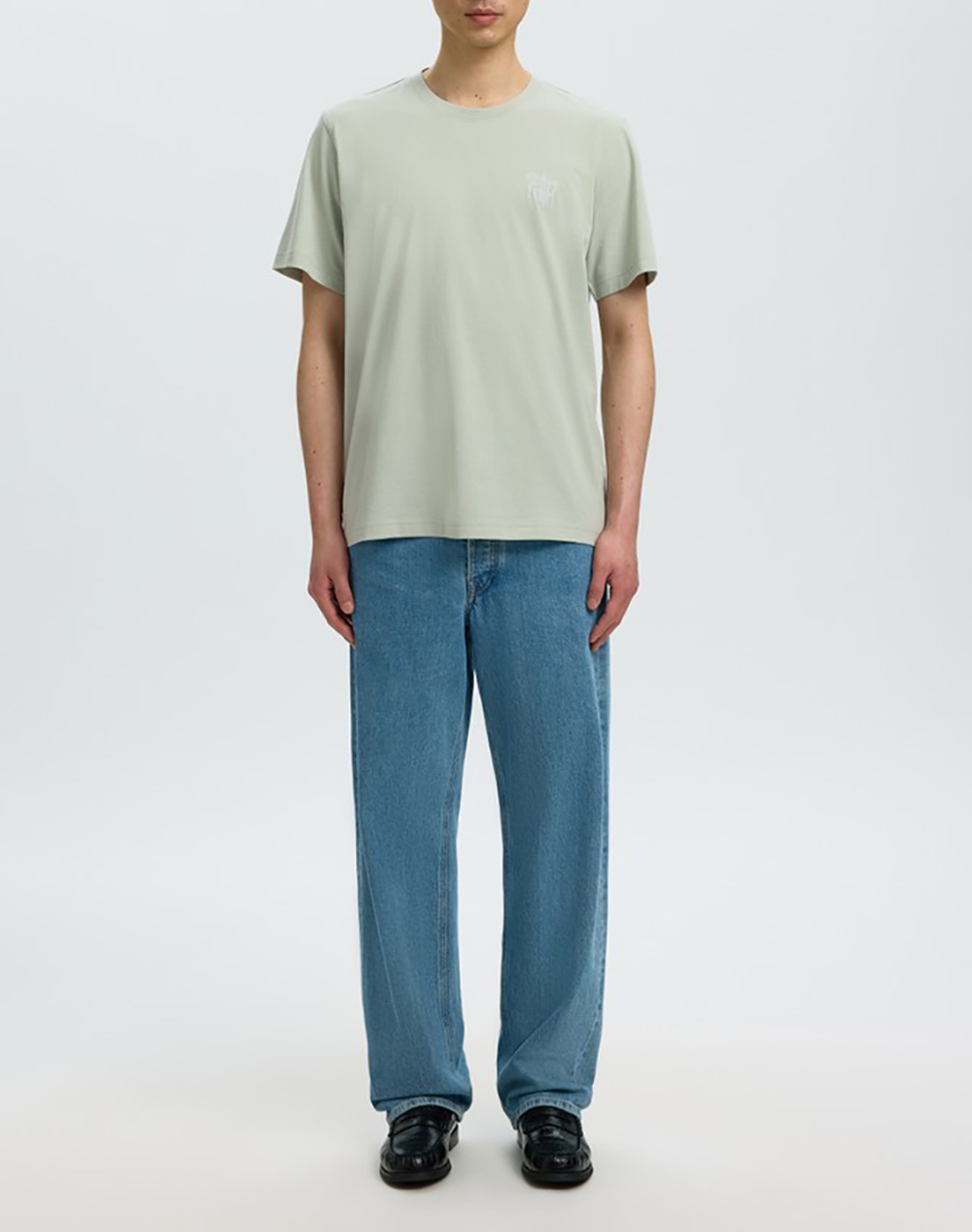 SELECTED SLHASPEN EMB SS O-NECK TEE
