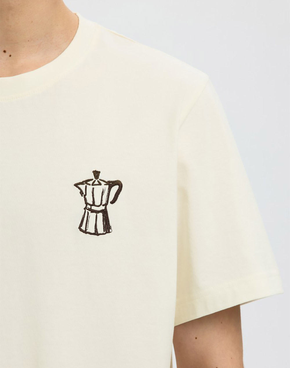SELECTED SLHASPEN EMB SS O-NECK TEE